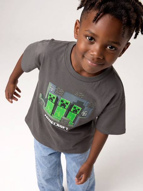 T shirt manches courtes Minecraft garçon gris souris - vertbaudet enfant 