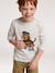 T-shirt manches longues garçon blanc chiné+bordeaux+gris ardoise - vertbaudet enfant 