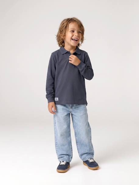 Polo met lange mouwen leiblauw - vertbaudet enfant 