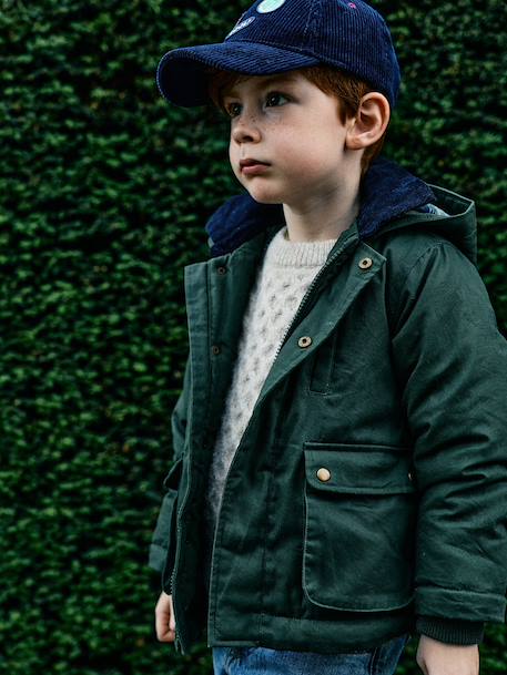 Jongensparka met afneembare capuchon korstmos - vertbaudet enfant 