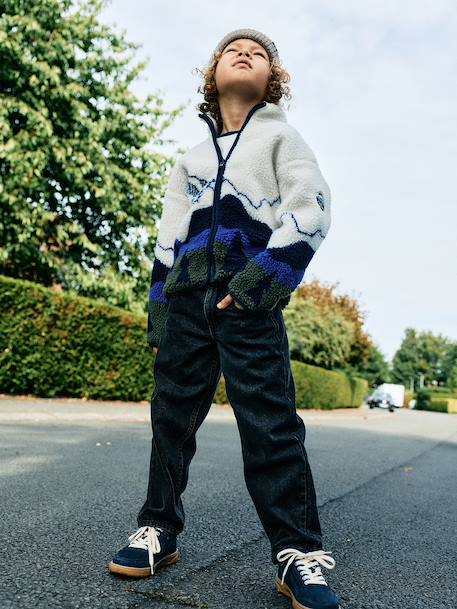 Veste sherpa garçon manches longues zippée écru - vertbaudet enfant 