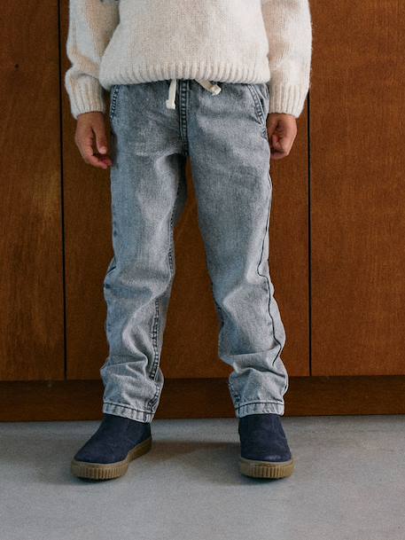 Jean garçon large facile à enfiler denim bleached+denim brut+gris+stone - vertbaudet enfant 