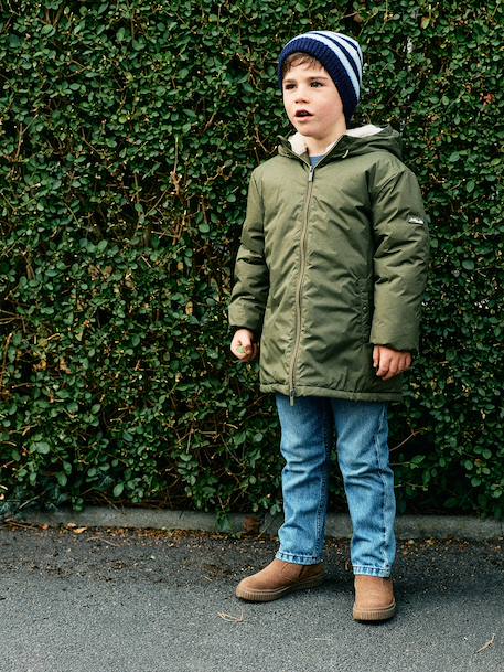 Lange windbreaker jongen olijf - vertbaudet enfant 