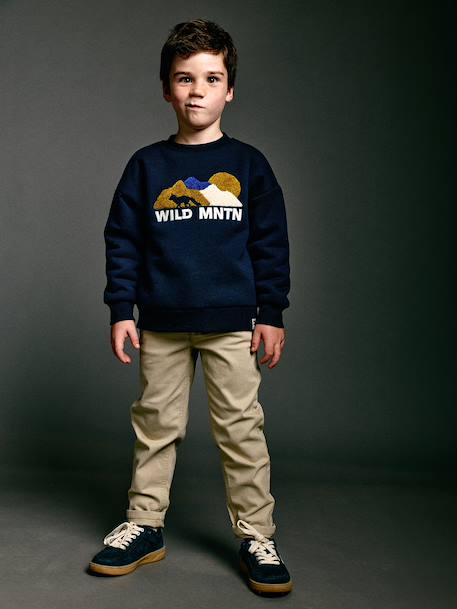 Pantalon garçon esprit chino facile à enfiler beige+marine - vertbaudet enfant 