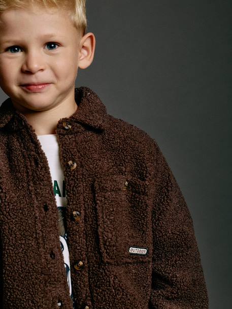 Chemise garçon en sherpa écru+noisette - vertbaudet enfant 