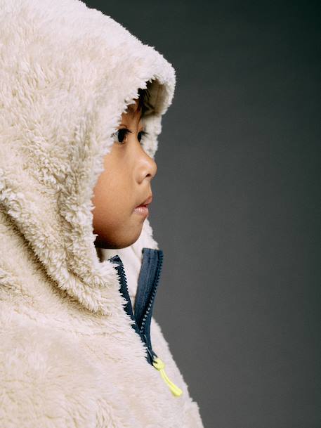 Sweat polaire à capuche garçon blanc - vertbaudet enfant 