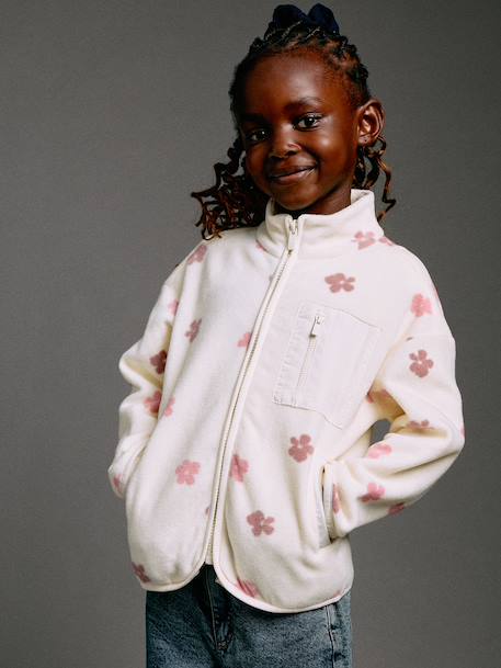 Sweat polaire fille zippé vanille - vertbaudet enfant 