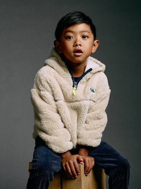 Sweat polaire à capuche garçon blanc - vertbaudet enfant 