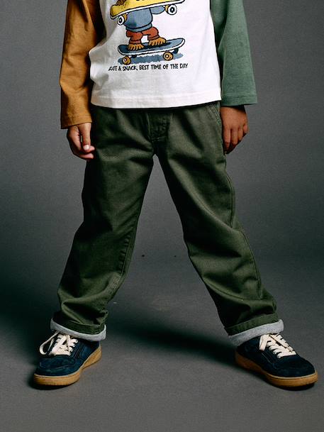 Wijde jongensbroek kaki+nachtblauw - vertbaudet enfant 