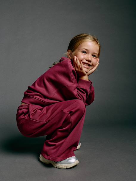 Sweatshirt en joggingbroek meisje pruim - vertbaudet enfant 