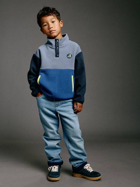 Sweat polaire garçon manches longues bleu+vert - vertbaudet enfant 