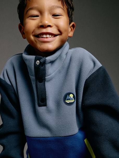 Sweat polaire garçon manches longues bleu+vert - vertbaudet enfant 