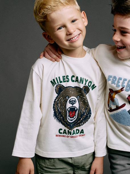 Tee-shirt motif animal garçon blanc+bleu pétrole+vert sapin - vertbaudet enfant 