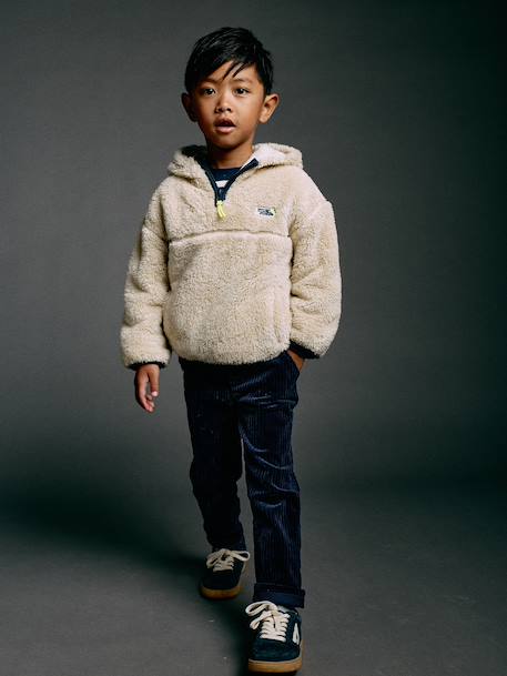 Sweat polaire à capuche garçon blanc - vertbaudet enfant 