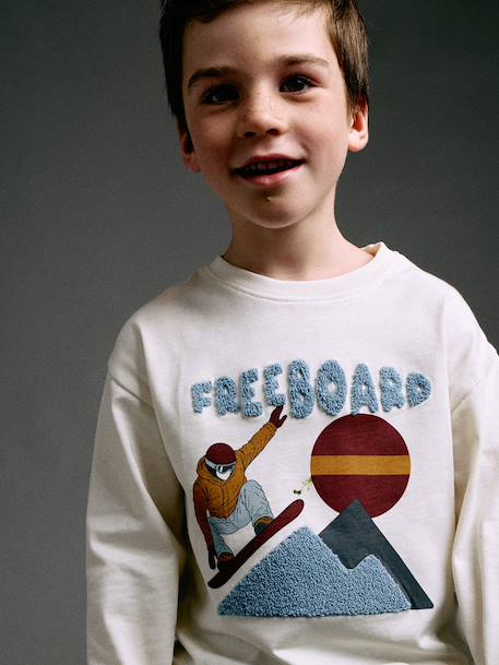 Shirt met lange mouwen voor jongens saliegroen+wit - vertbaudet enfant 