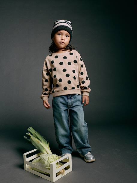 Meisjessweater met ronde hals ecru+ivoor+lichtroze+taupe - vertbaudet enfant 