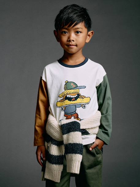 Jongensshirt met lange mouwen ecru - vertbaudet enfant 
