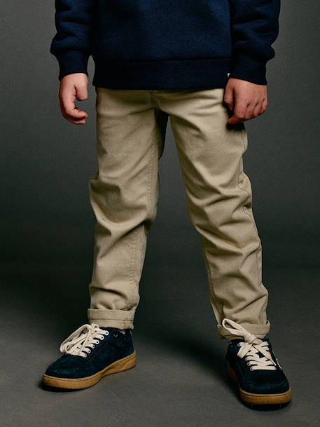 Pantalon garçon esprit chino facile à enfiler beige+marine - vertbaudet enfant 