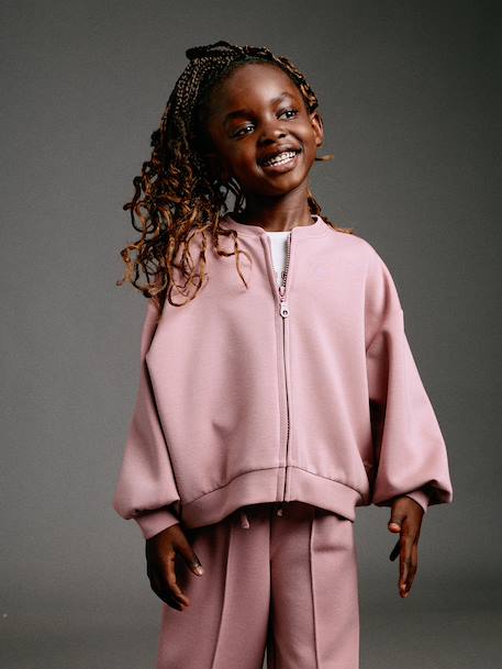 Sweat zippé fille vieux rose - vertbaudet enfant 