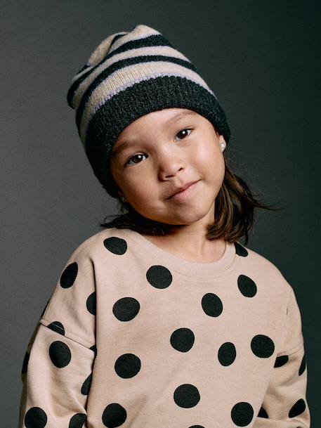 Meisjessweater met ronde hals ecru+ivoor+lichtroze+taupe - vertbaudet enfant 
