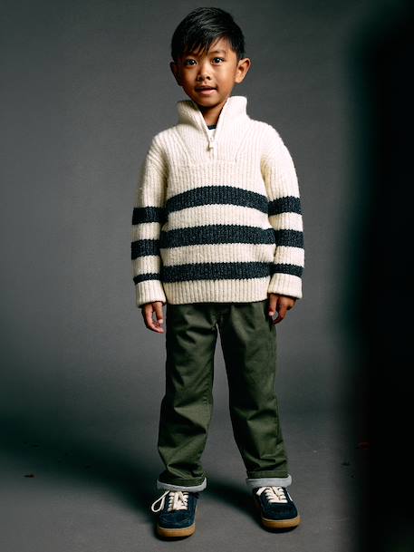 Wijde jongensbroek kaki+nachtblauw - vertbaudet enfant 