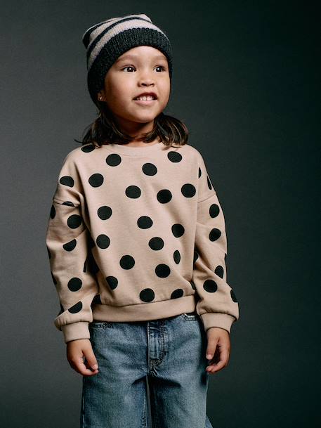 Meisjessweater met ronde hals ecru+ivoor+lichtroze+taupe - vertbaudet enfant 