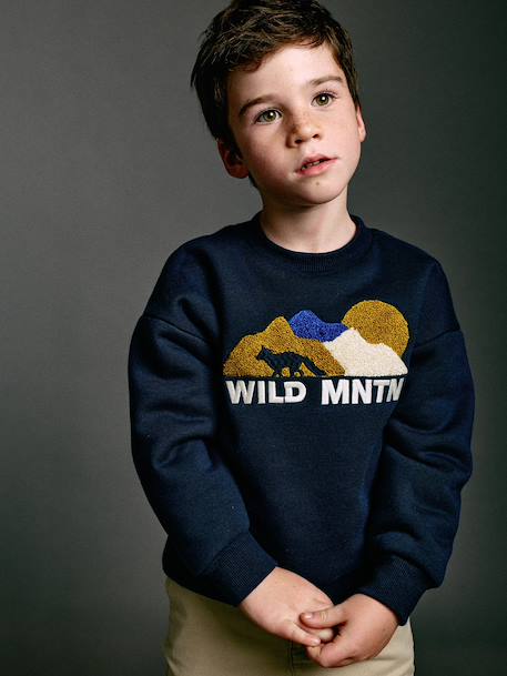 Sweat col rond garçon marine - vertbaudet enfant 