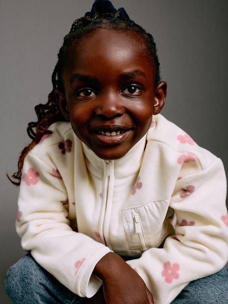 Sweat polaire fille zippé vanille - vertbaudet enfant 
