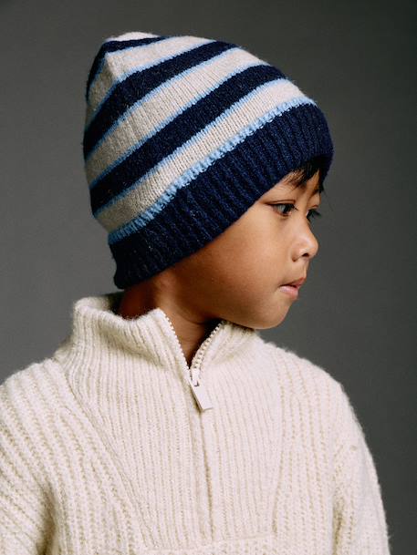 Ensemble garçon bonnet, snood et mitaines blanc chiné - vertbaudet enfant 