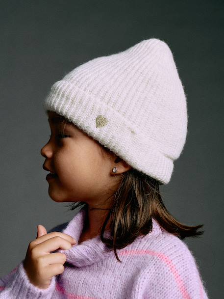 Geribde meisjesmuts ecru+marineblauw - vertbaudet enfant 
