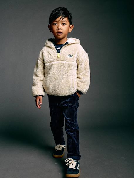 Pantalon en velours côtelé garçon facile à enfiler beige+bleu ardoise+marine - vertbaudet enfant 