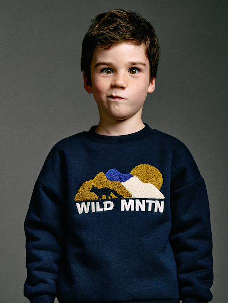 Sweater met ronde hals jongen marineblauw - vertbaudet enfant 
