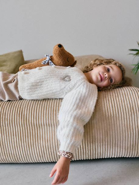 Gilet boutonné fille écru+vieux rose - vertbaudet enfant 