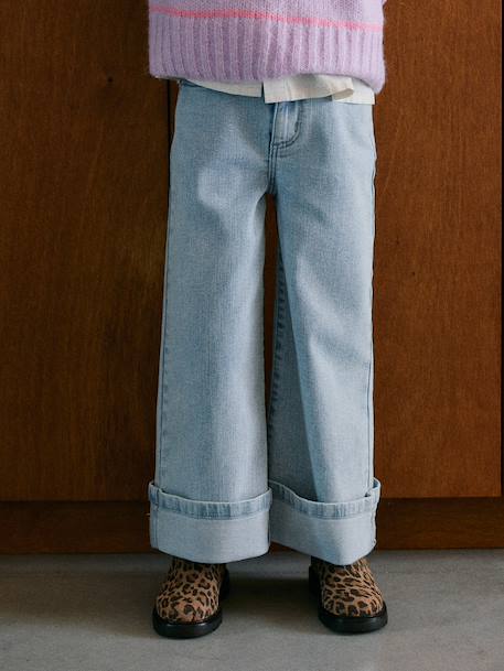 Jean large enfant fille denim bleached - vertbaudet enfant 