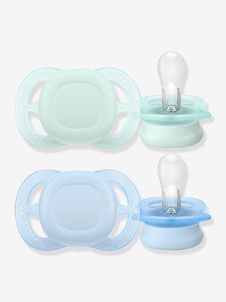Lot de 2 sucettes ultra douces 1er âge bleu+écru+mauve+vert - vertbaudet enfant 