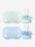 Lot de 2 sucettes ultra douces 1er âge bleu+écru+mauve+vert - vertbaudet enfant 