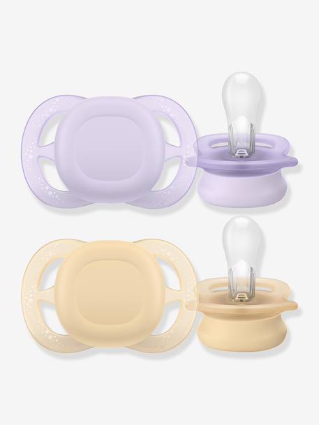 Lot de 2 sucettes ultra douces 1er âge bleu+écru+mauve+vert - vertbaudet enfant 