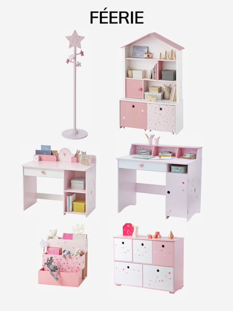 Meuble de rangement 5 bacs LIGNE FEERIE ROSE ETOILES - vertbaudet enfant 