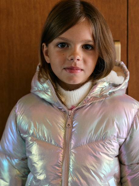 Warme meisjesjas met glanseffect lichtroze - vertbaudet enfant 
