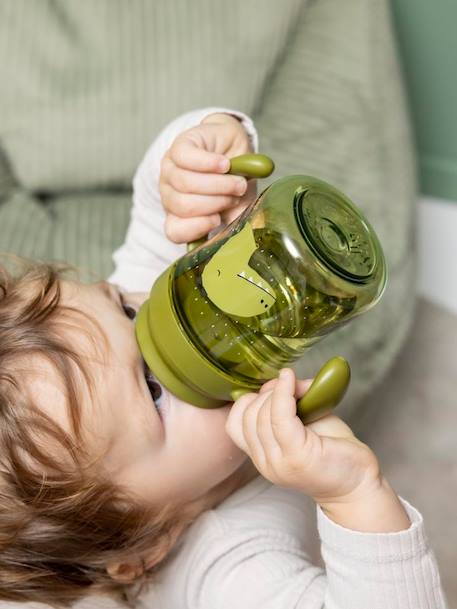 360° drinkbeker met handgrepen Mrs. Cat geel+groen+lichtroze+sinaasappel - vertbaudet enfant 