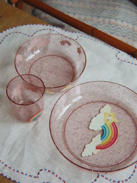 Set repas paillettes bleu+rose - vertbaudet enfant 