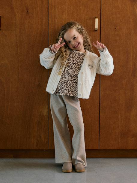 Pantalon large fille anthracite+beige - vertbaudet enfant 