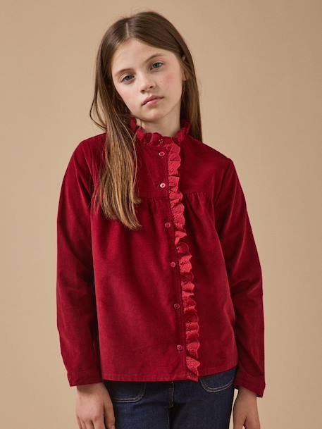 Fluwelen blouse CYRILLUS rood - vertbaudet enfant 
