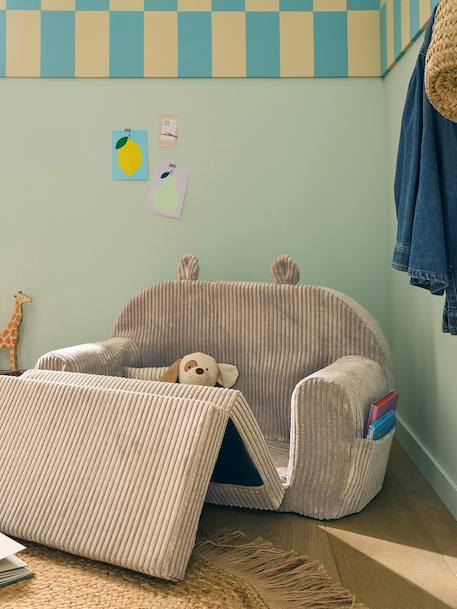 Canapé chauffeuse ours velours beige+rose - vertbaudet enfant 