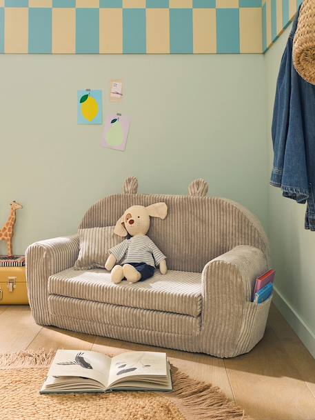 Fluwelen berenbank beige+rozen - vertbaudet enfant 