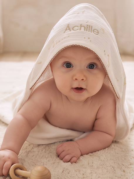 Badcape en hydrofiele doek in cadeauverpakking ecru - vertbaudet enfant 