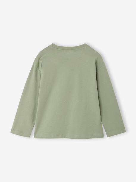 T-shirt manches longues garçon blanc+vert sauge - vertbaudet enfant 