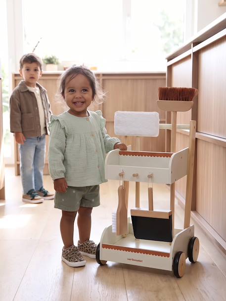 Chariot de ménage en bois FSC® écru - vertbaudet enfant 