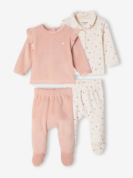 Lot de 2 pyjamas bébé fille rose poudré - vertbaudet enfant 