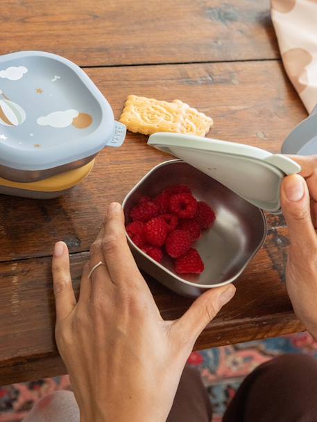 Lot 3 boîtes repas inox multi-usage bleu+rose - vertbaudet enfant 